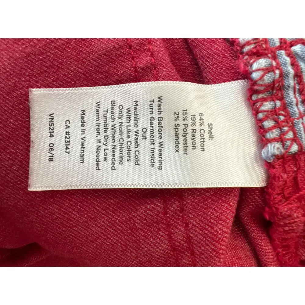 Talbots Size 16 Flawless Five Pocket High Rise Red Ankle Leggings XL